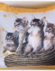 Подушка с фотопечатью Котята в корзинке 35*35 см