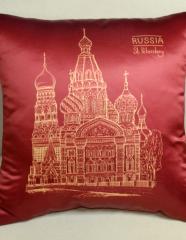 подушка с фотопечатью Спас-на-Крови красная